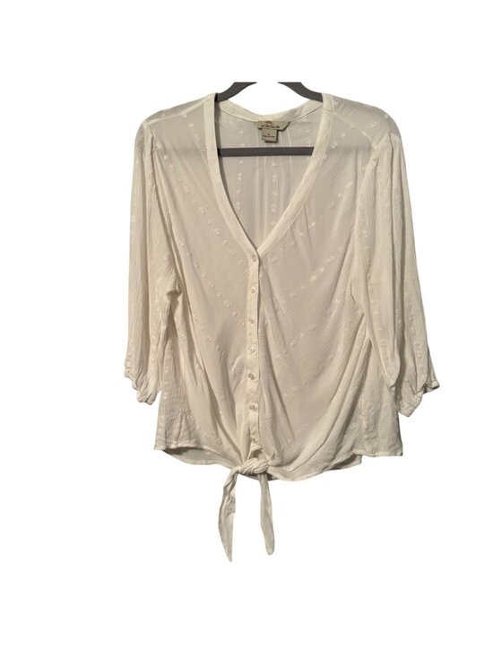 Bob Timberlake Tops - Bob Timberlake Womens White Embroidered Tie-Front Blouse Size Xl women blouse